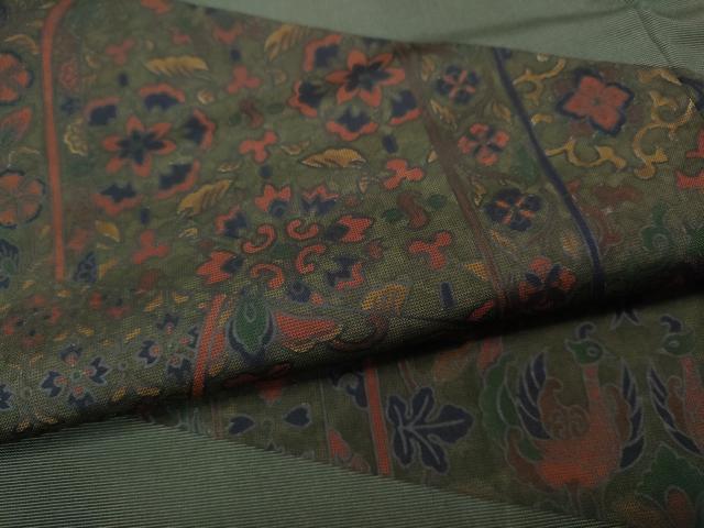 平和屋着物●訪問着 本場染大島紬 更紗花文 正絹 逸品 CABI9685ut