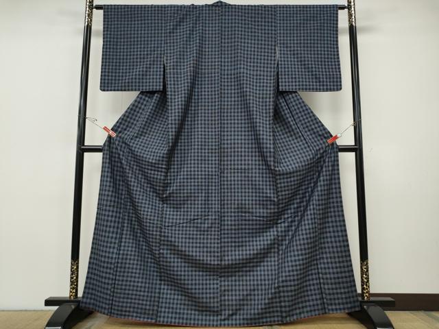 平和屋着物●本場大島紬 格子柄 正絹 逸品 CABI9690ut