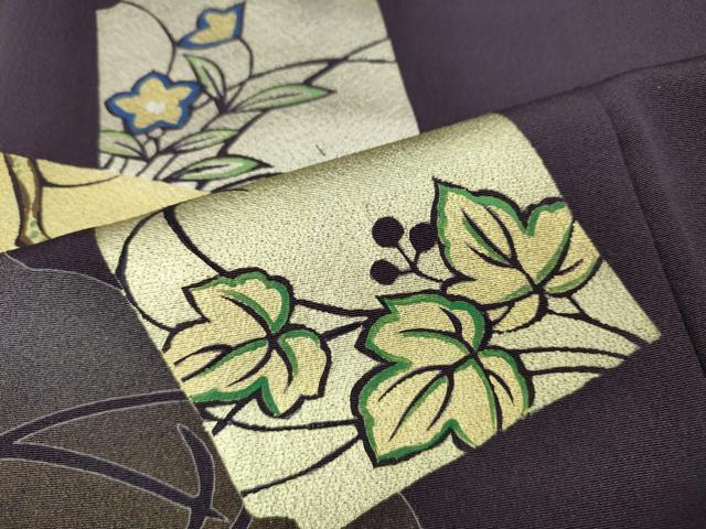 平和屋着物●訪問着 刺繍 破れ色紙飛鶴草花文 金銀彩 正絹 逸品 CABI9702ut