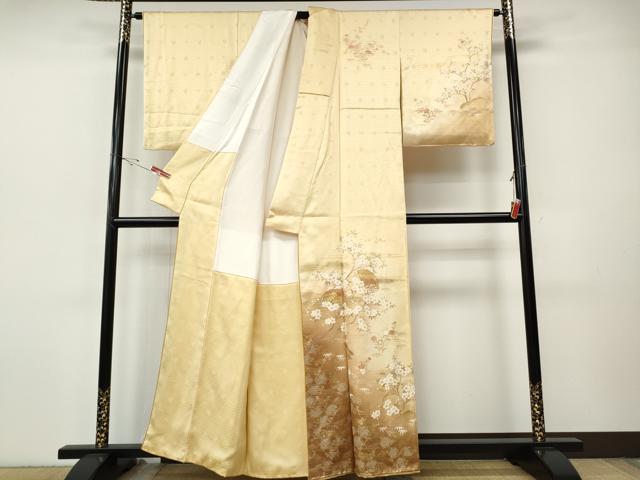 平和屋着物●訪問着 駒刺繍 扇面草花文 暈し染め 金銀彩 正絹 逸品 CABI9705ut