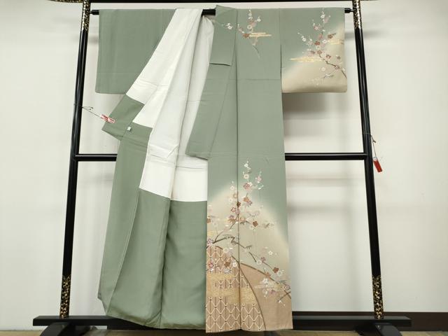 平和屋着物●訪問着 エ霞草花文 暈し染め 金彩 鈴乃屋扱い 正絹 逸品 CABI9726ut
