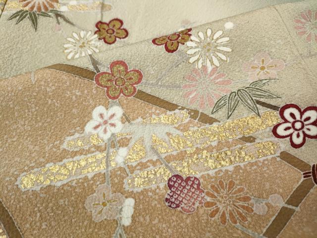 平和屋着物●訪問着 エ霞草花文 暈し染め 金彩 鈴乃屋扱い 正絹 逸品 CABI9726ut