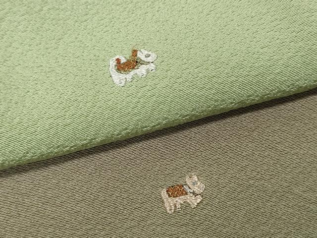 平和屋着物●訪問着 総刺繍 犬 いぬ 暈し染め 金糸 ますいわ屋扱い 正絹 逸品 CABI9727ut