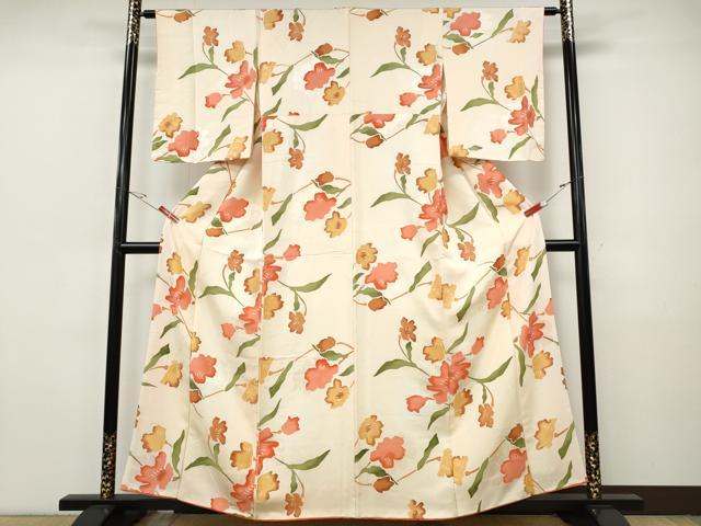 平和屋着物●上質な小紋 地紋起こし 枝花文 正絹 逸品 CABI9730ut