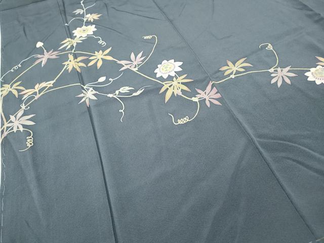 平和屋着物●本加賀友禅作家 白坂幸蔵 訪問着 蔦の葉花文 正絹 逸品 CABI9738ut