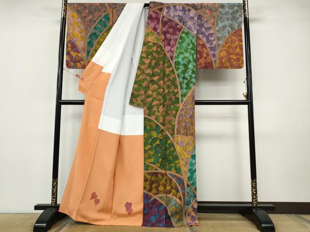 平和屋着物●訪問着 作家物 いろは染 枝葉文 正絹 逸品 CABI9739ut