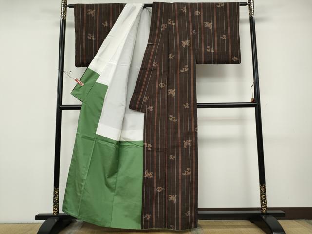 平和屋着物●上質な紬 飛鳥銀杏文 正絹 逸品 CABI9740ut