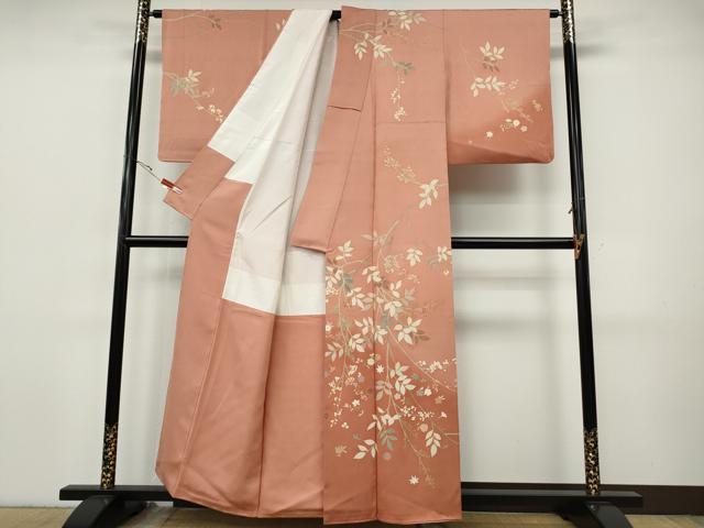 平和屋着物●訪問着 駒刺繍 枝花文 暈し染め 金彩 正絹 逸品 CABI9743ut
