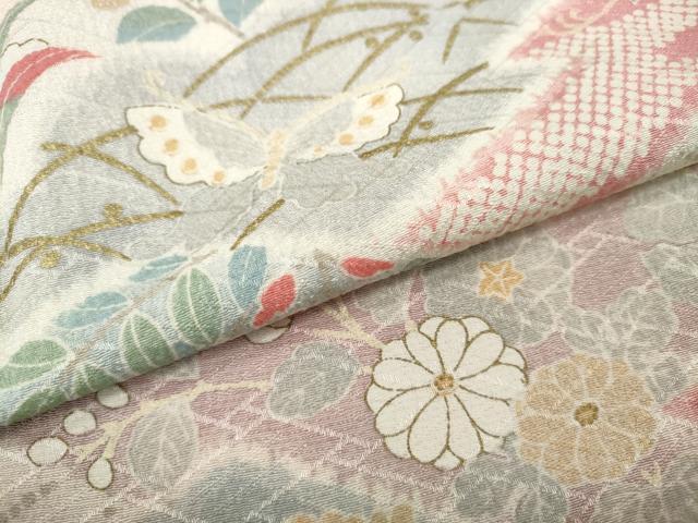 平和屋着物●訪問着 松皮菱花蝶文 金彩 正絹 逸品 CABI9746ut