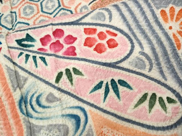 平和屋着物●名門 藤娘きぬたや・総絞り 振袖 吉祥花文 金彩 正絹 逸品 CABI9751ut