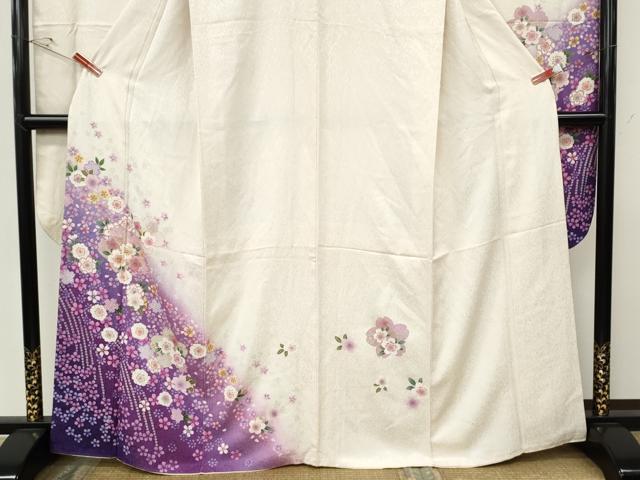 平和屋着物●豪華振袖 舞桜文 暈し染め 銀通し地 正絹 逸品 CABI9753ut