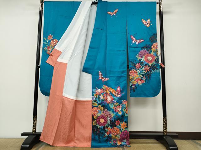 平和屋着物●豪華振袖 花蝶文 金彩 正絹 逸品 CABI9754ut