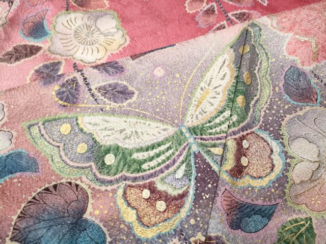 平和屋着物●小振袖 辻が花 舞蝶文 暈し染め 金彩 正絹 逸品 CABI9756ut
