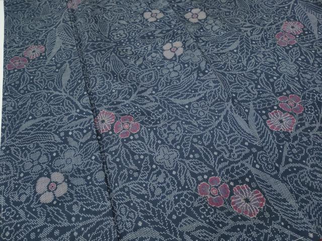 平和屋着物●本場大島紬 7マルキ 草花文 正絹 逸品 CABI9759ut