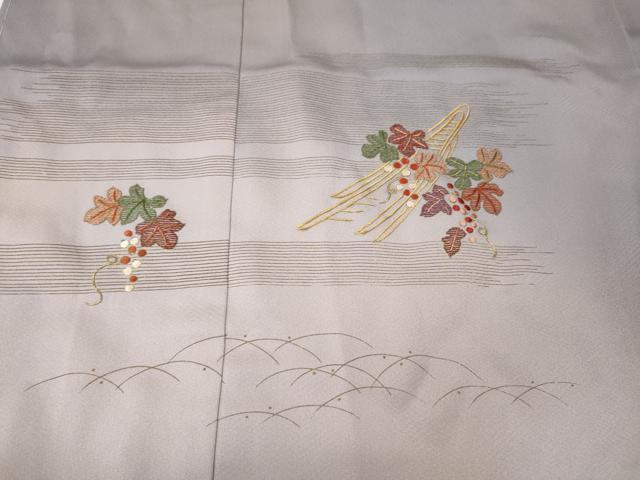 平和屋着物●訪問着 刺繍 葡萄蔦の葉船文 暈し染め 金彩 正絹 逸品 未使用 CABI9762ut