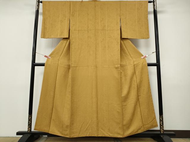 平和屋着物●上質な色無地 辻が花地紋 黃朽葉色 正絹 逸品 CABI9765ut