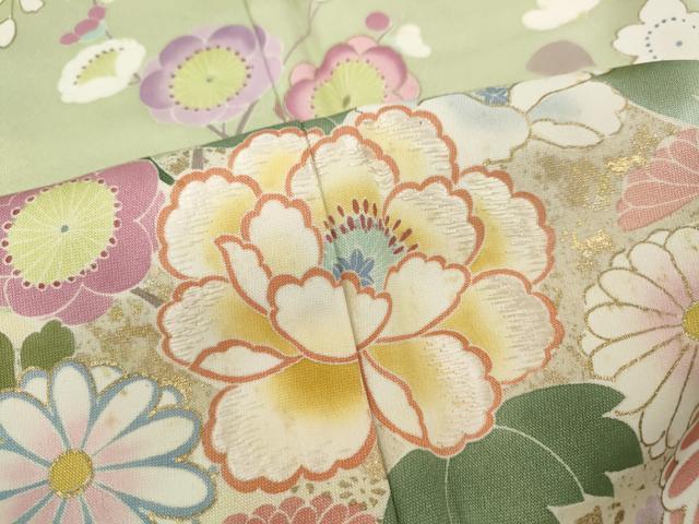 平和屋着物●訪問着 作家物 刺繍 草花文 暈し染め 金彩 正絹 逸品 CABI9807ut