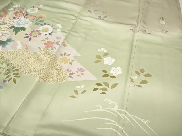 平和屋着物●訪問着 作家物 刺繍 草花文 暈し染め 金彩 正絹 逸品 CABI9807ut