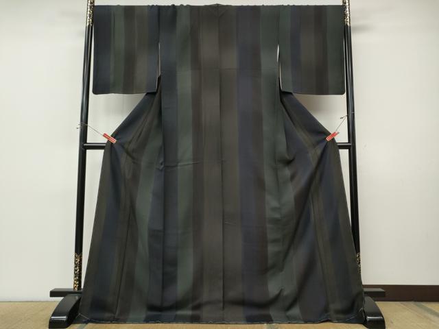 平和屋着物●京都の名門ブランド 銀花仙 小紋 間道 ロング丈 正絹 逸品 CABI9808ut