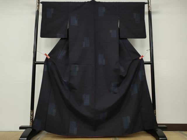 平和屋着物●結城紬 80亀甲 短冊重ね吉祥文 飛び亀甲柄 正絹 逸品 CABI9810ut