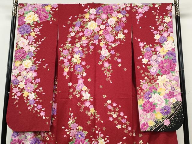平和屋着物●豪華振袖 刺繍 舞花鞠文 暈し染め 銀通し地 正絹 逸品 CABI9816ut