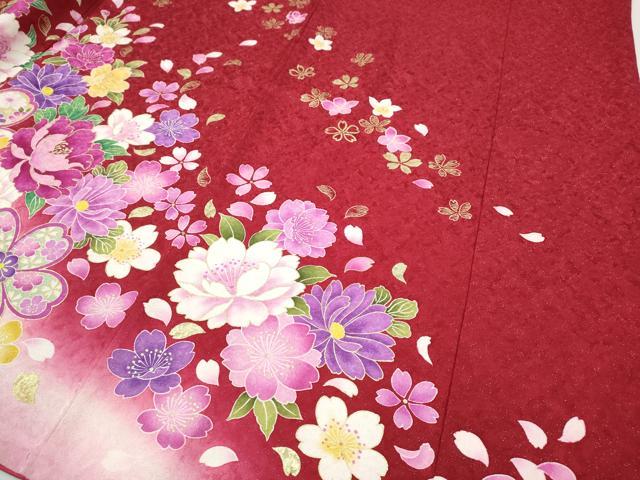 平和屋着物●豪華振袖 刺繍 舞花鞠文 暈し染め 銀通し地 正絹 逸品 CABI9816ut