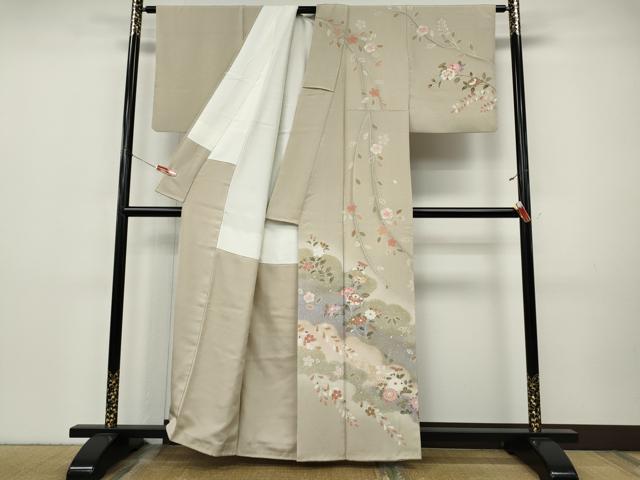 平和屋着物●訪問着 雲重ね枝花文 金彩 正絹 逸品 CABI9823ut
