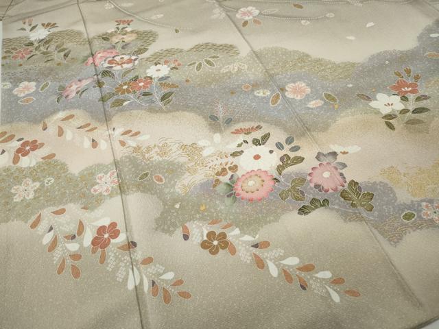 平和屋着物●訪問着 雲重ね枝花文 金彩 正絹 逸品 CABI9823ut