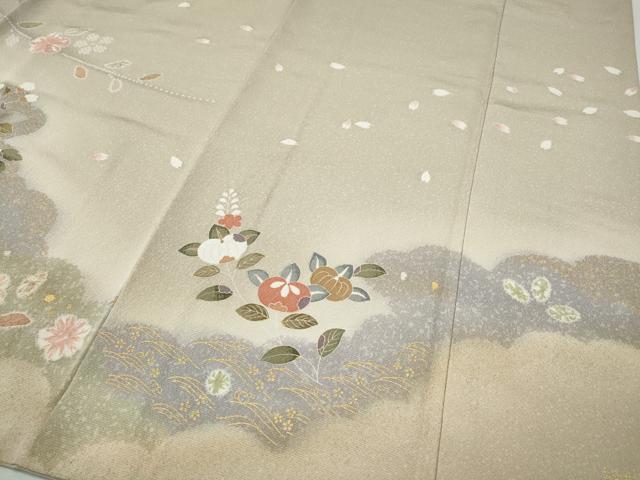 平和屋着物●訪問着 雲重ね枝花文 金彩 正絹 逸品 CABI9823ut