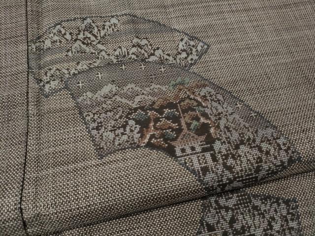 平和屋着物●本場大島紬 9マルキ 地紙風景草木文 正絹 逸品 CABI9824ut