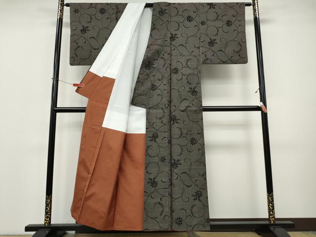 平和屋着物●本場大島紬 7マルキ 花唐草文 正絹 逸品 CABI9827ut