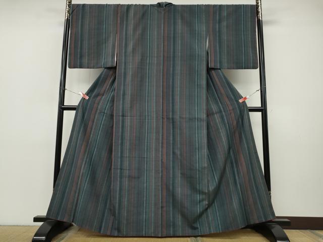 平和屋着物▼上質な紬 縞 正絹 逸品 CABI9832ut