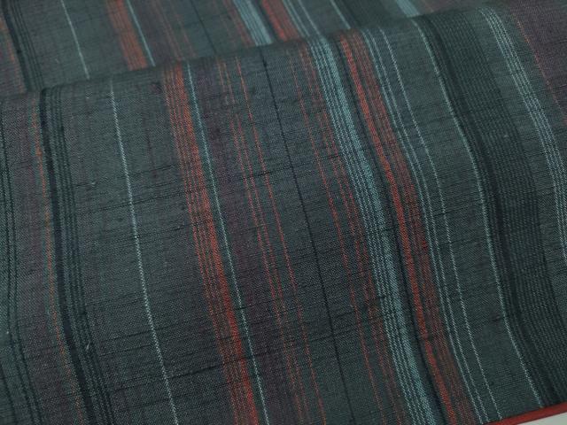 平和屋着物▼上質な紬 縞 正絹 逸品 CABI9832ut