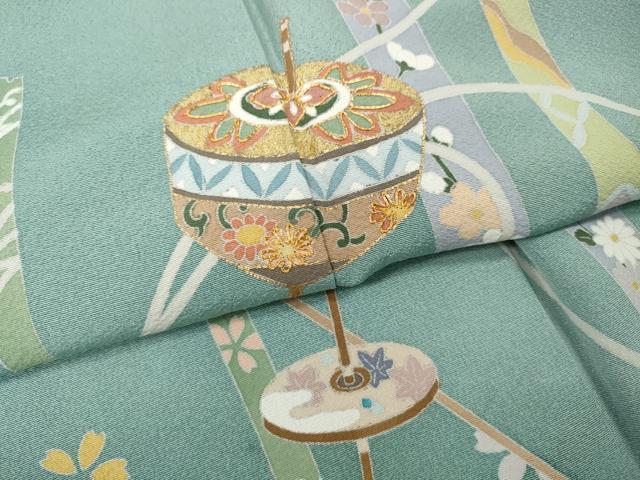 平和屋着物●訪問着 駒刺繍 独楽 羽子板 暈し染め 金彩 正絹 逸品 CABI9833ut