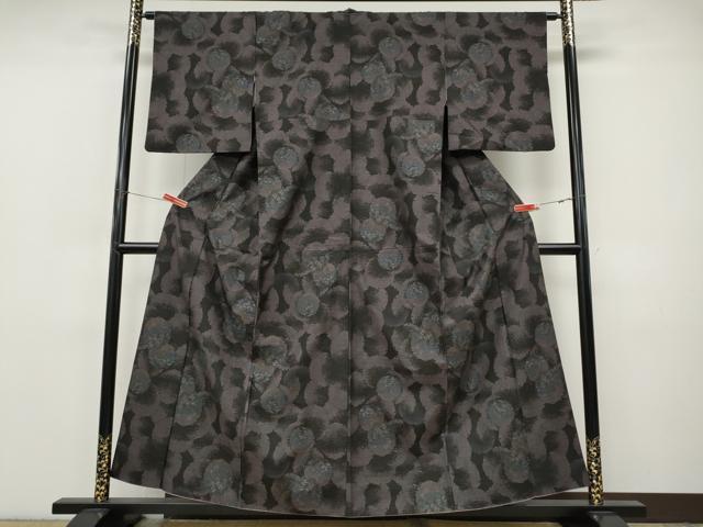 平和屋着物●本場大島紬 9マルキ 雪輪草花文 正絹 逸品 CABI9836ut