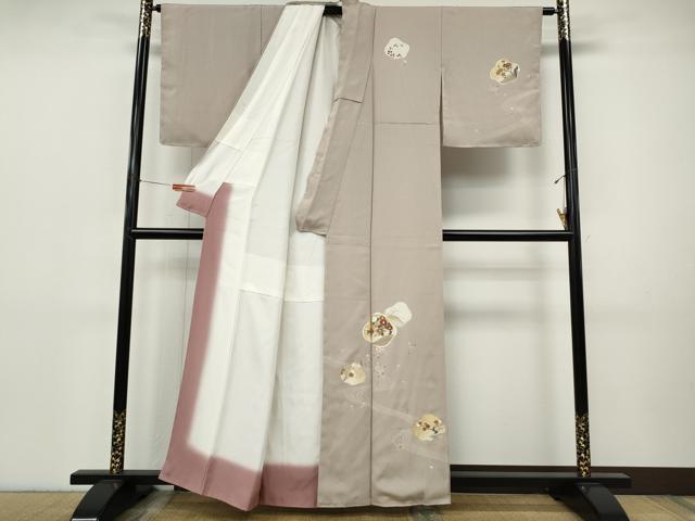 平和屋着物●訪問着 伊と幸 新雪井 流水花文 金彩 反端付き 正絹 逸品 CABI9841ut