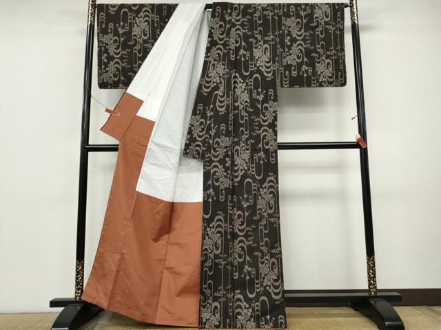 平和屋着物●本場大島紬 9マルキ 流水草花文 正絹 逸品 CABI9845ut