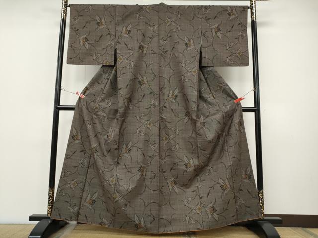 平和屋着物●本場大島紬 7マルキ 枝花文 正絹 逸品 CABI9851ut