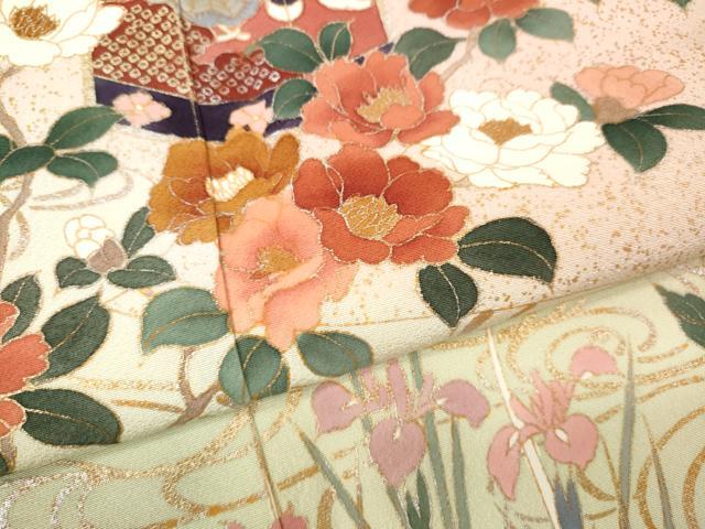 平和屋着物●訪問着 貝桶鴛鴦花文 暈し染め 金彩 正絹 逸品 CABI9854ut