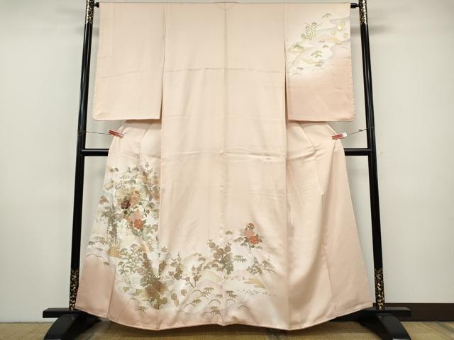 平和屋着物●中国三大刺繍 スワトウ刺繍 訪問着 エ霞草花文 暈し染め 金彩 正絹 逸品 CABI9855ut