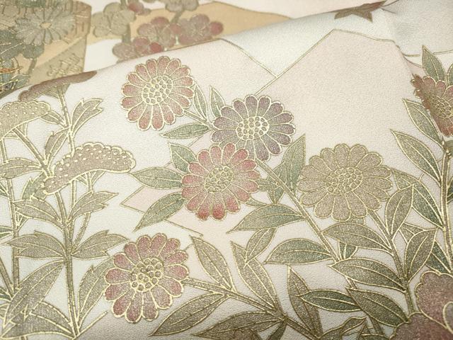 平和屋着物●中国三大刺繍 スワトウ刺繍 訪問着 エ霞草花文 暈し染め 金彩 正絹 逸品 CABI9855ut