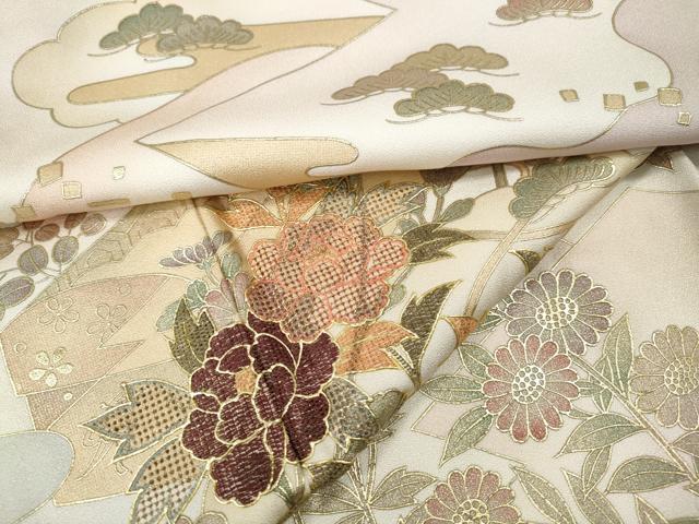 平和屋着物●中国三大刺繍 スワトウ刺繍 訪問着 エ霞草花文 暈し染め 金彩 正絹 逸品 CABI9855ut