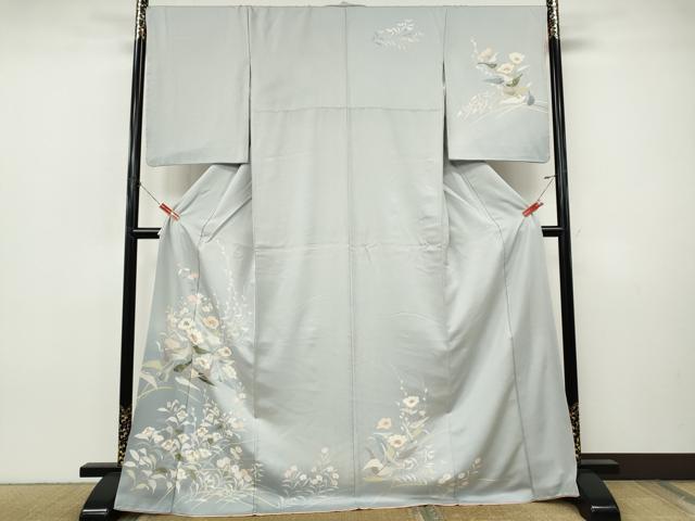 平和屋着物●訪問着 草花文 暈し染め 金彩 ロング丈 正絹 逸品 CABI9856ut