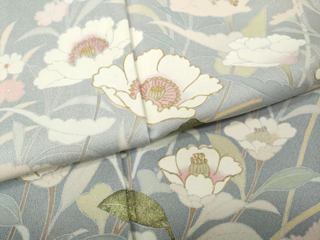 平和屋着物●訪問着 草花文 暈し染め 金彩 ロング丈 正絹 逸品 CABI9856ut