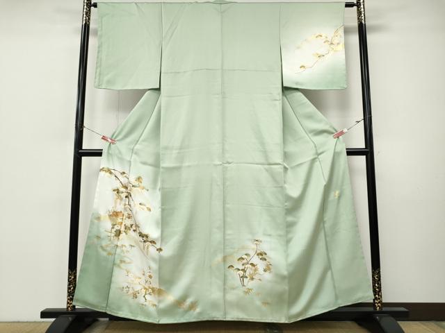 平和屋着物●金彩友禅作家 木村桂友 訪問着 遠山風景草花文 暈し染め 金彩 正絹 逸品 未使用 CABI9857ut