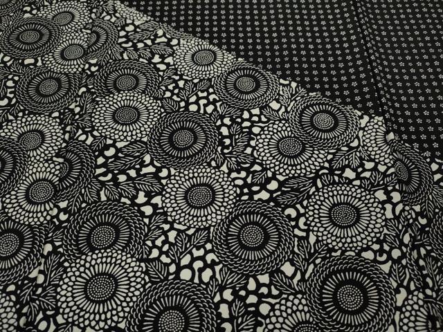 平和屋着物●色留訪問着 型染め 舞菊文 黒地 正絹 逸品 CABI9860ut