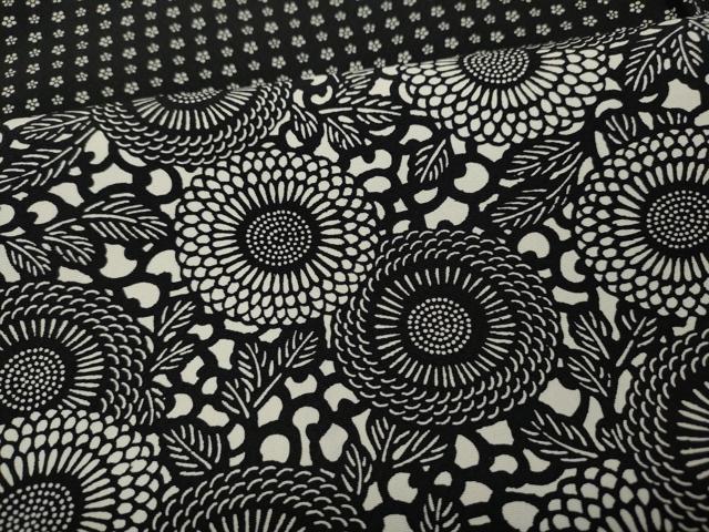 平和屋着物●色留訪問着 型染め 舞菊文 黒地 正絹 逸品 CABI9860ut