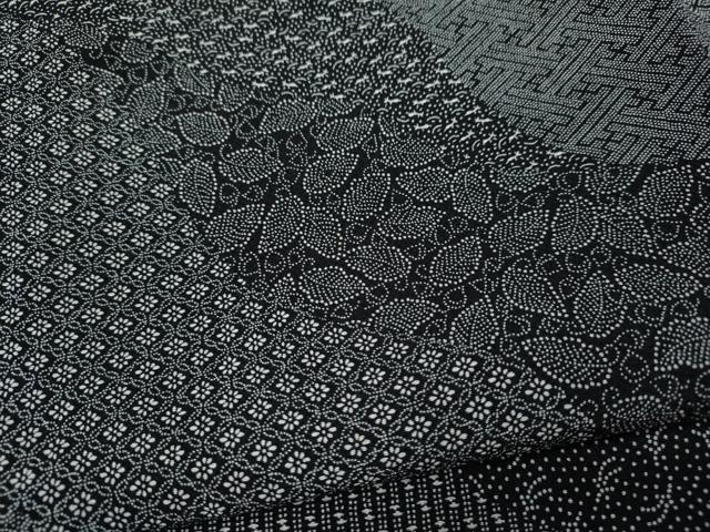 平和屋着物●小紋師 北原寿永 江戸小紋 寄せ小紋柄 黒地 正絹 逸品 CABI9865ut