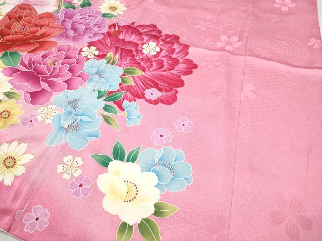 平和屋着物●豪華振袖 刺繍 さくらんぼ 舞花文 暈し染め 金彩 正絹 逸品 CABI9875ut