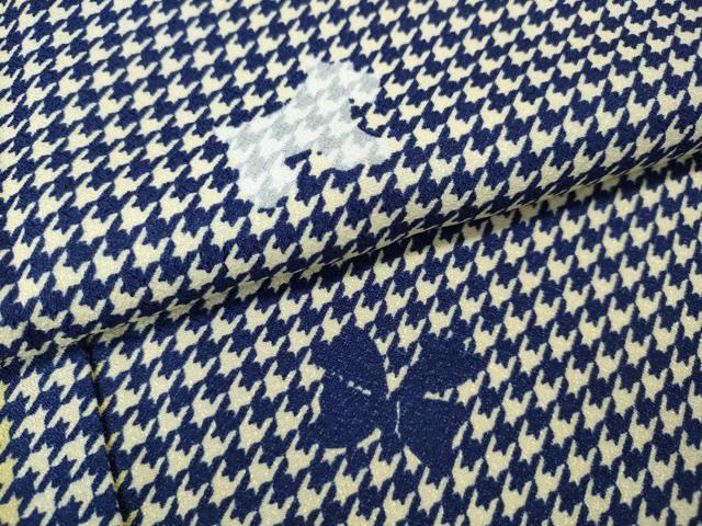 平和屋着物●小紋 千鳥格子 犬 リボン 洗える着物 CABI9876ut